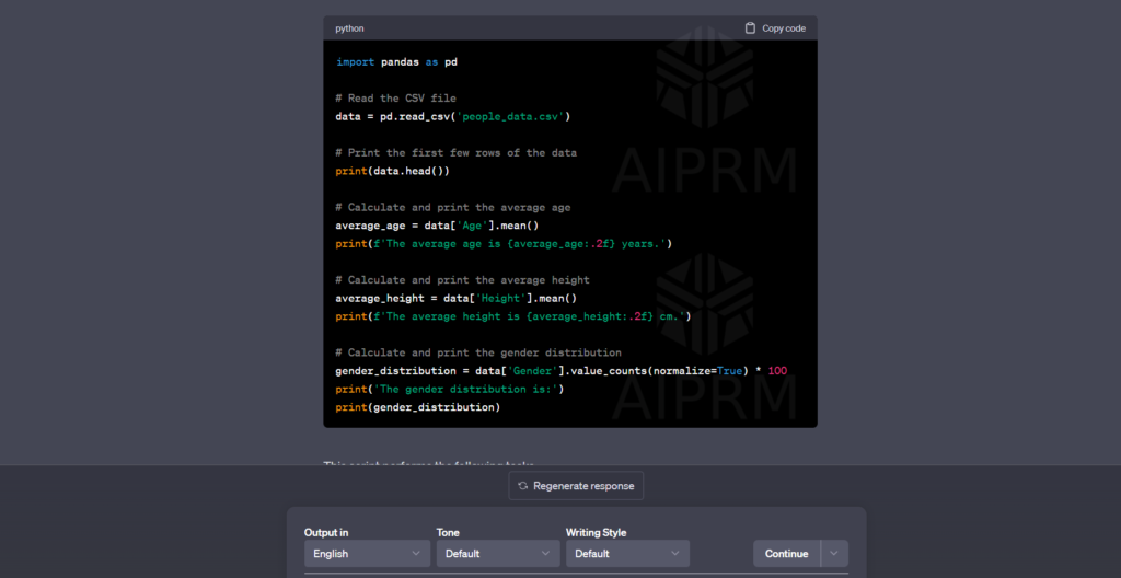 code interpreter analyzing code